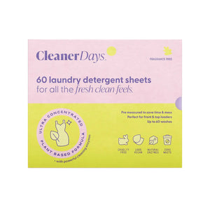 Cleaner Days Laundry Detergent Sheets Fragrance Free 60pcs