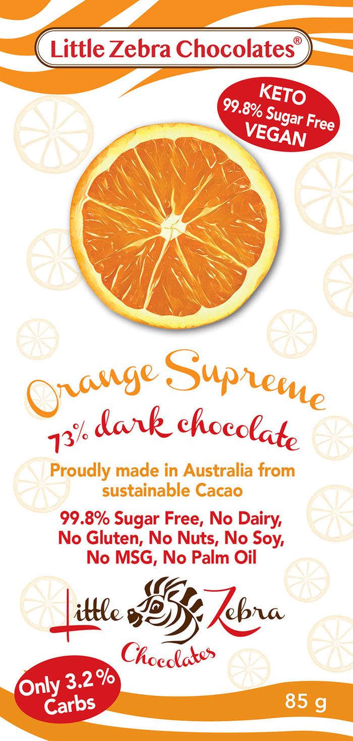 Little Zebra Chocolate Bar - Dark 72% Orange 85g (cold)