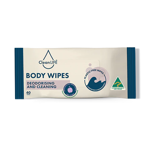 CleanLife Plastic Free Body Wipes Deodorising & Cleaning 40pk