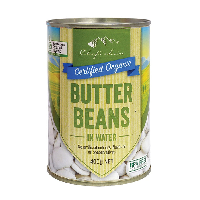 Chefs Choice Organic Beans - Butter Beans in Water Canned 400g