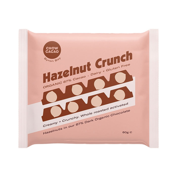 Chow Cacao Dark Chocolate Block - Crunchy Hazelnut 60g (cold)
