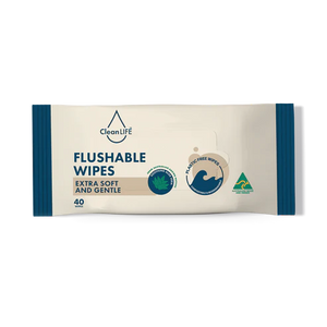 CleanLife Flushable Plastic Free Wipes Extra Soft Gentle 40pk