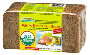 Mestemacher Organic Three Grain Bread 500g (cold)