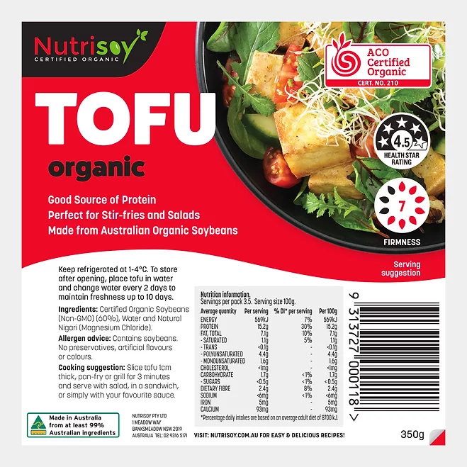 Nutrisoy Tofu - Certified Organic Small Tofu 350g (cold)