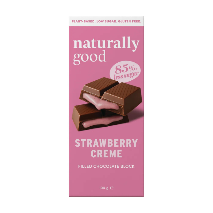Naturally Good Filled Chocolate Block - Strawberry Creme 100g (cold)