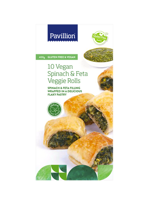 Pavillion Gluten Free Vegan Spinach Feta Rolls 400g (cold)