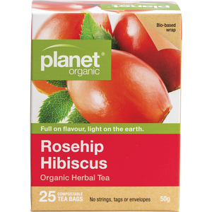 Planet Organic Rosehip Hibiscus Herbal Tea 25pk