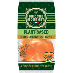 Brioche Gourmet Vegan Brioche Bread Bun 4pk 250g (cold)